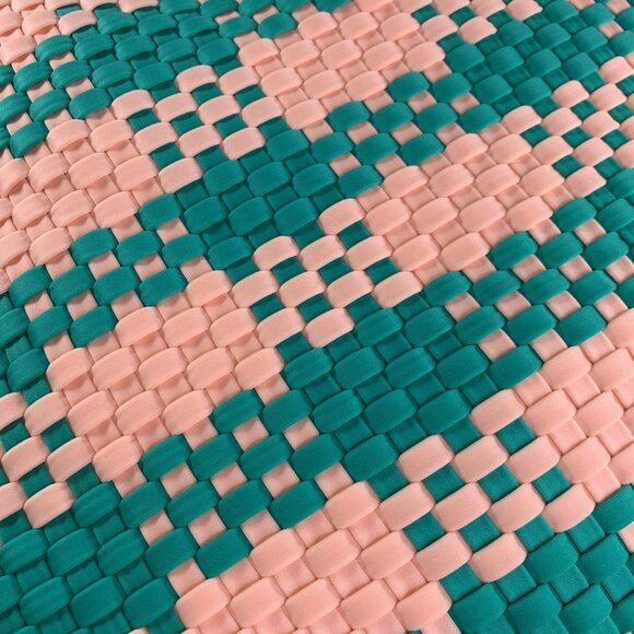 WILDFOX Large Woven Double Handle Tote Bag Green/Peach NWT $125 - Picture 6 of 6